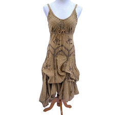 Scully Dress L Embroidered Boho Cottagecore Western Renaissance Fair Bustle