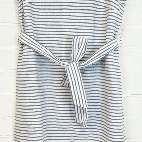 Hobbs Shift Dress Blue & White Stripe Linen Blend Belted Nautical UK Size 10 - Picture 6 of 14