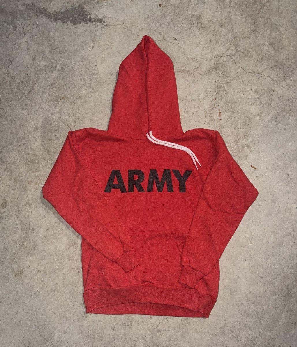 Vintage 90s U.S. Army Men's Pullover Hoodie Size Small Red Black