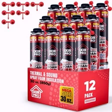 Spray Foam Insulation Can (12 x 30 oz. / 850 g) Expanding Sealant, High Density