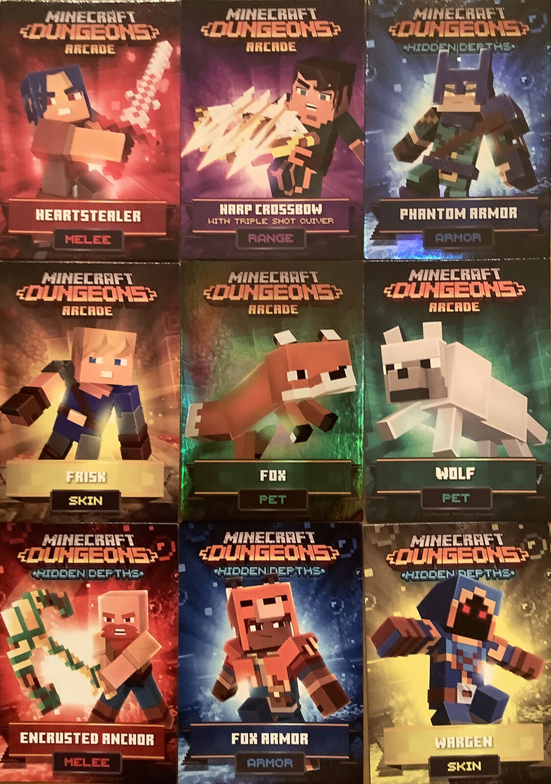 2021 Minecraft Dungeons Arcade Vending Cards Unique Foil Ender