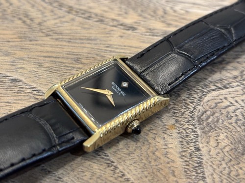 Vintage Raymond Weil Geneve 651 Black Lacquer Dial Tank Handaufzug Uhr vergoldet - Bild 14 von 18