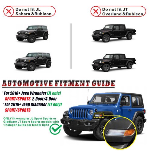 LED Turn Signal Lights Smoke Lens For Jeep Wrangler JL JT Sport S Sports 18-2022 - Picture 8 of 8