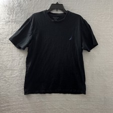 Nautica Sleepwear Shirt Adult Medium Black Crew Neck Short Sleeve Black
