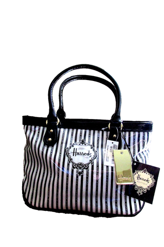 Harrods Boutique schwarz weiß Greiftasche Tragetasche Handtasche - neu mit Etikett