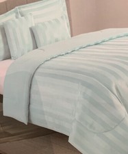 Soho Loft, 5 Pezzi - Set di Biancheria da Letto Trapuntino | Completo/Regina Blu Acqua Strisce Larghe