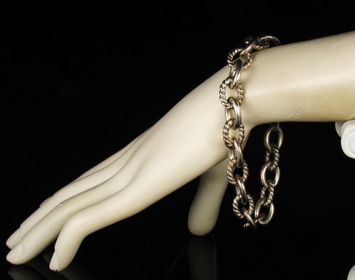 CAROLYN POLLACK SIGNED LARGE OVAL LINK HEAVY SOLID STERLING SILVER BRACELET - Picture 3 of 5