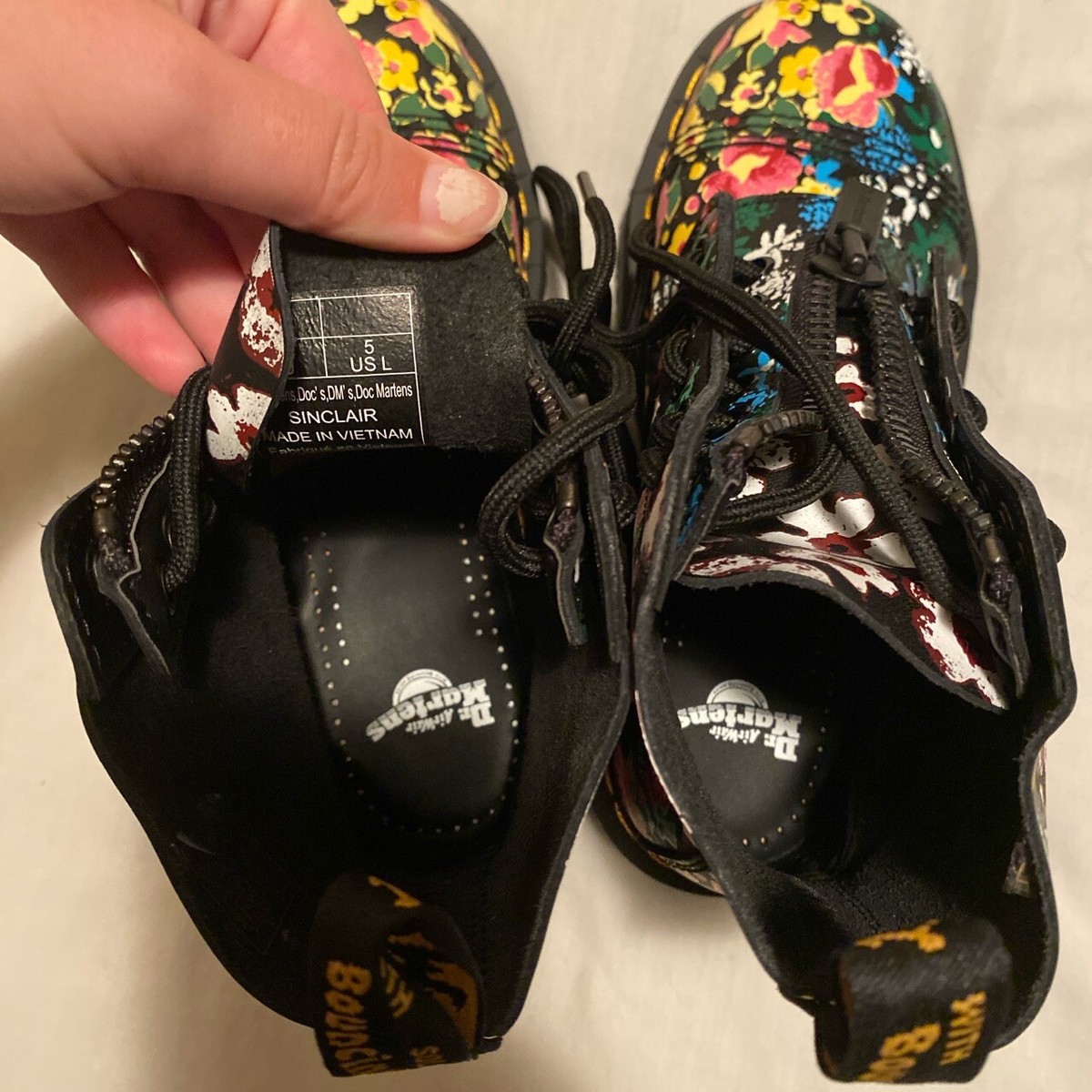 NEW DR. MARTENS Sinclair Floral Mash Up Leather Platform