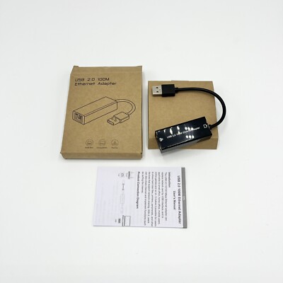 Unbranded USB 2.0 10/100Mbps Ethernet Adapter - Black - RJ45 Port
