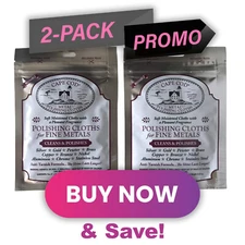 Cape Cod Polishing Cloths for Fine Metals, 2 Pack (4 clothes), Polish Watches