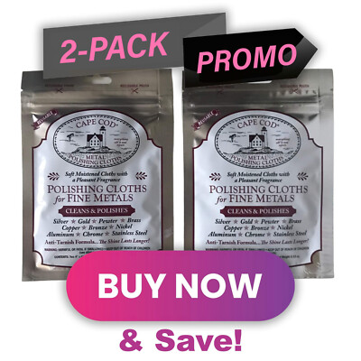 Cape Cod Polishing Cloths for Fine Metals, 2 Pack (4 clothes), Polish Watches