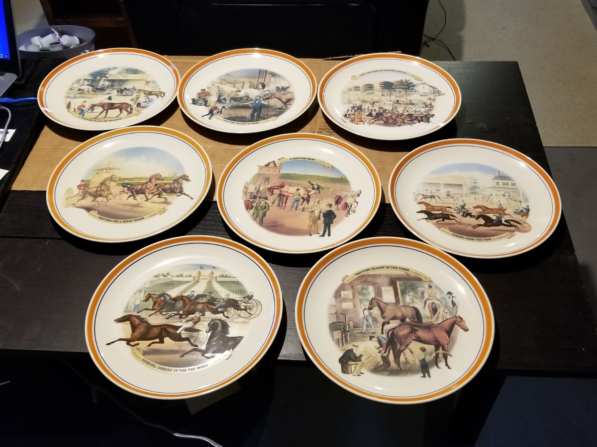 希少　競馬の絵皿「A Disputed Heat」Woodmere China Woodmere China Currier & Ives 10 3/8