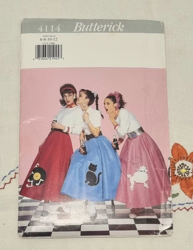 Butterick 4114 1950’s Poodle Skirt Womens 6 - 12 Uncut - Picture 1 of 2