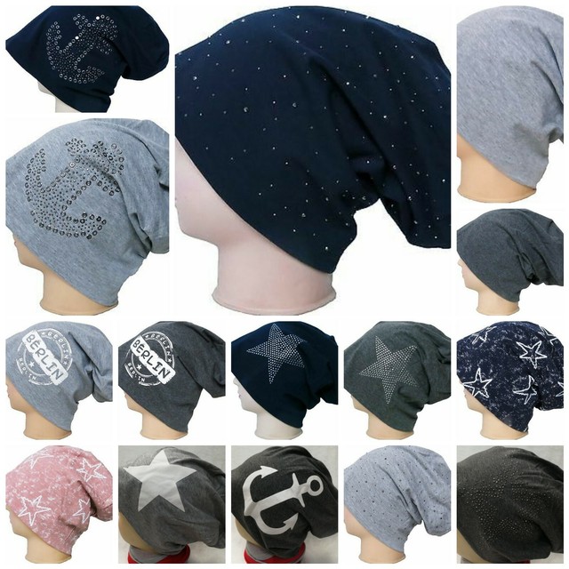 Long Beanie XXL Mütze Damen Herren Kinder Unisex Slouch Nieten Sterne Anker Neue Long Beanie XXL Mütze Damen Herren Kinder Unisex Slouch Nieten Sterne Anker Neue