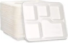 50 x 5 Compartment Disposable Plates 100% Compostable and Biodegradable party ev
