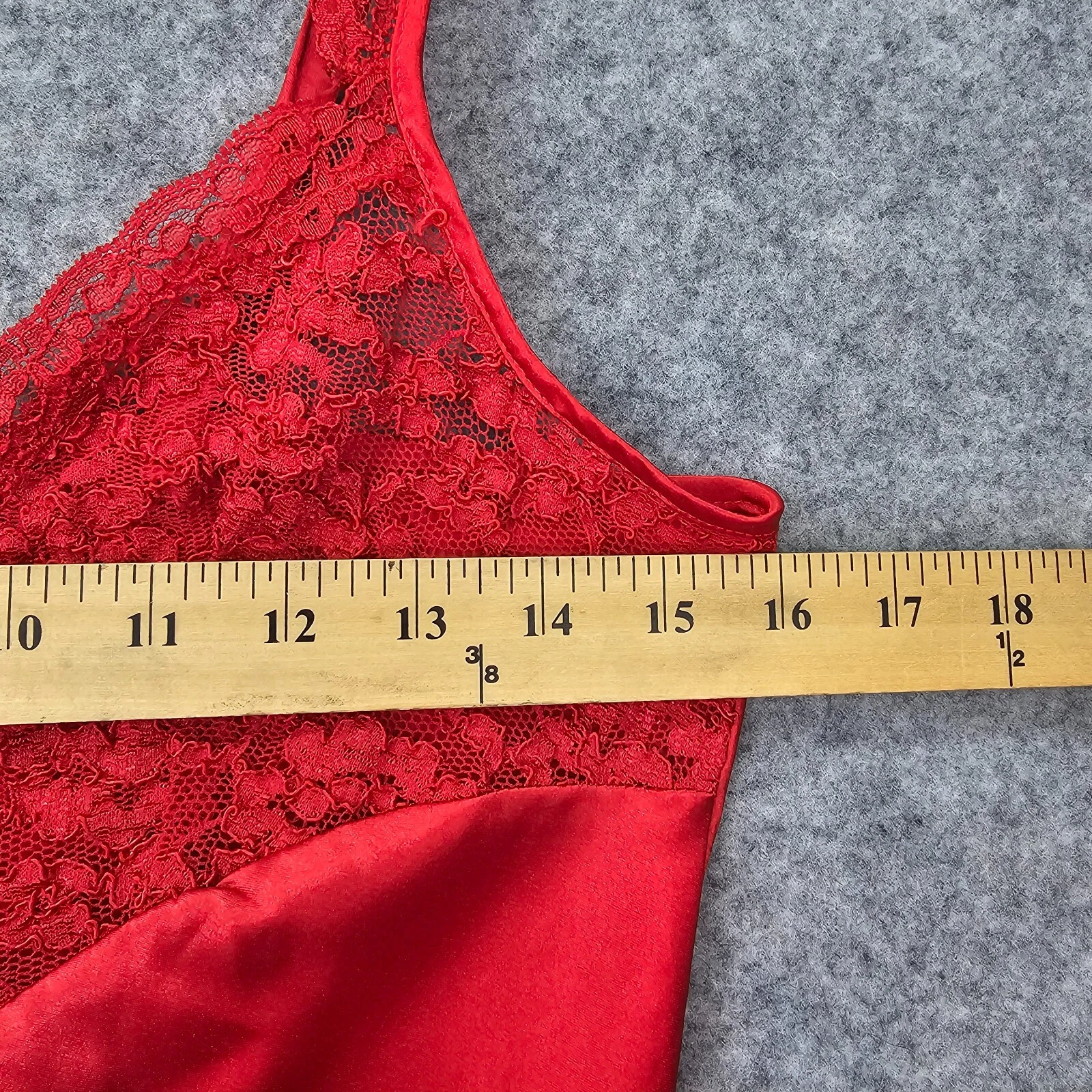 UNDERCOVER Camicia da notte vintage anni 90 VICTORIAS SECRET slip lungo XS rosso rubino pizzo glam