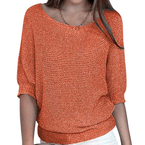 Damen Pullover Oberteile Einfarbig Pulli Frauen Locker - Bild 13 von 46