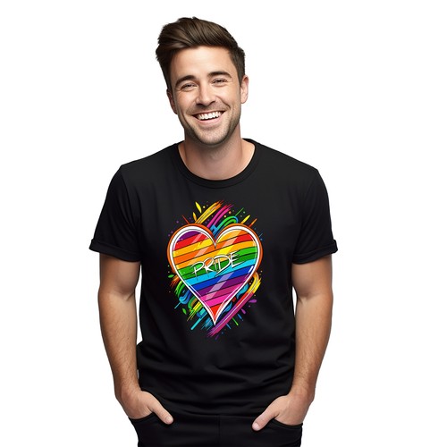 Pride_44 t-shirt - Wear Your Colors with Pride! Rainbow Heart Design, Funny and - Picture 7 of 46