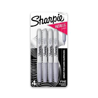 39109PP Metallic Permanent Markers, Fine Point, Silver, 4 Count