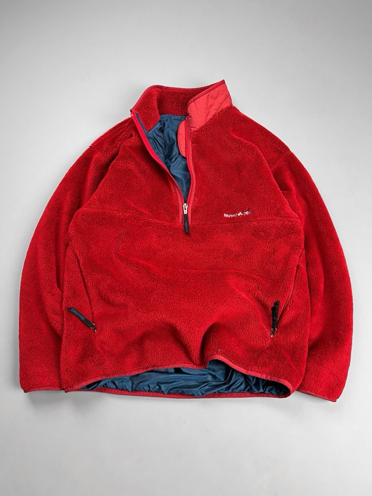 ARC'TERYX MONTBELL Pullover Pile Retrò Giacca Rosso Clima Air Polartec Outdoor Vintage