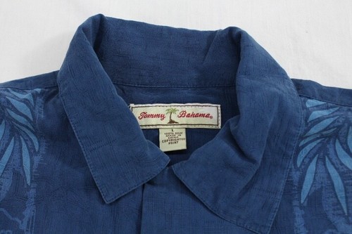 Camicia Tommy Bahama uomo grande blu 100% seta floreale manica corta con bottoni - Foto 3 di 7