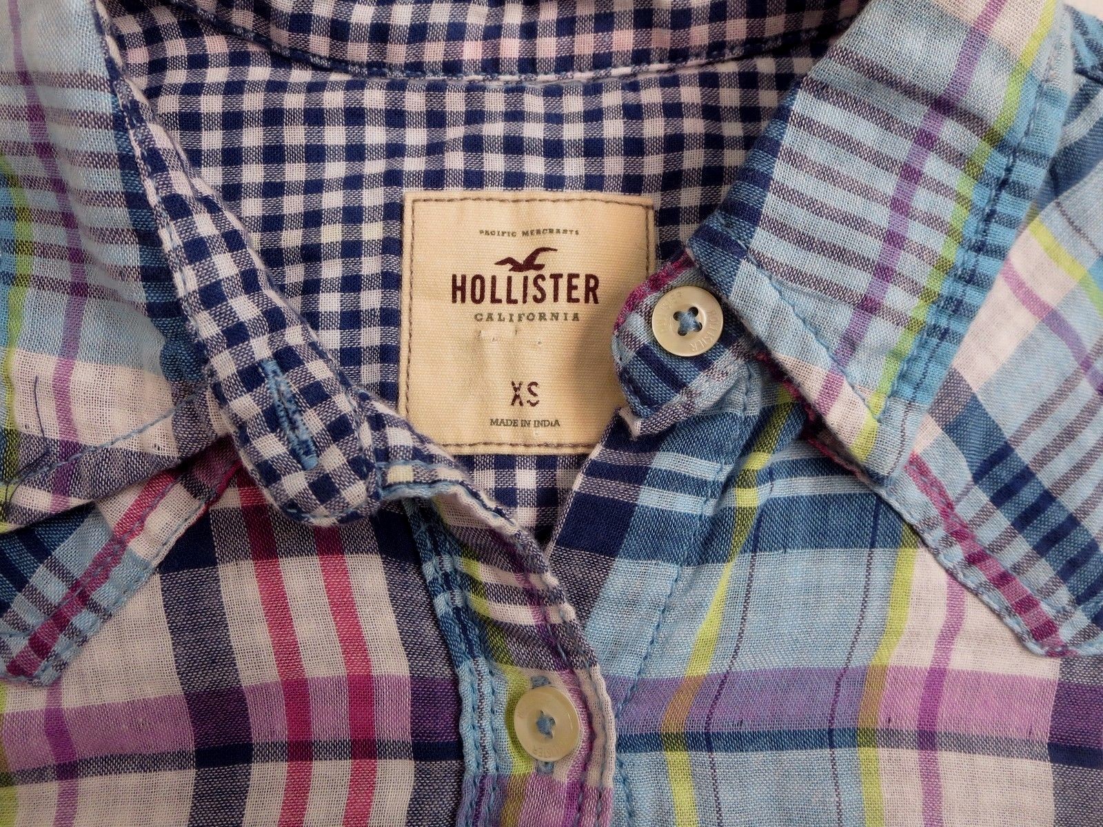 Hollister Mujer Camisa de Cuadros TALLA XS con Blusa Top Azul Cielo | eBay