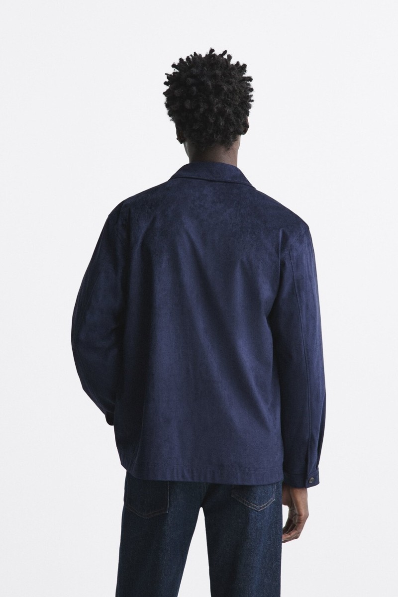 【SATIIIZ】Heon Nylon Shirt Jacket New Zara Faux Suede Overshirt 8281/650 Navy S jacket coat