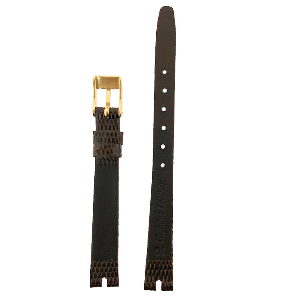 Correa de reloj para Gucci 2000L 10 mm cuero negro marrón con corte central Foto 4 de 4