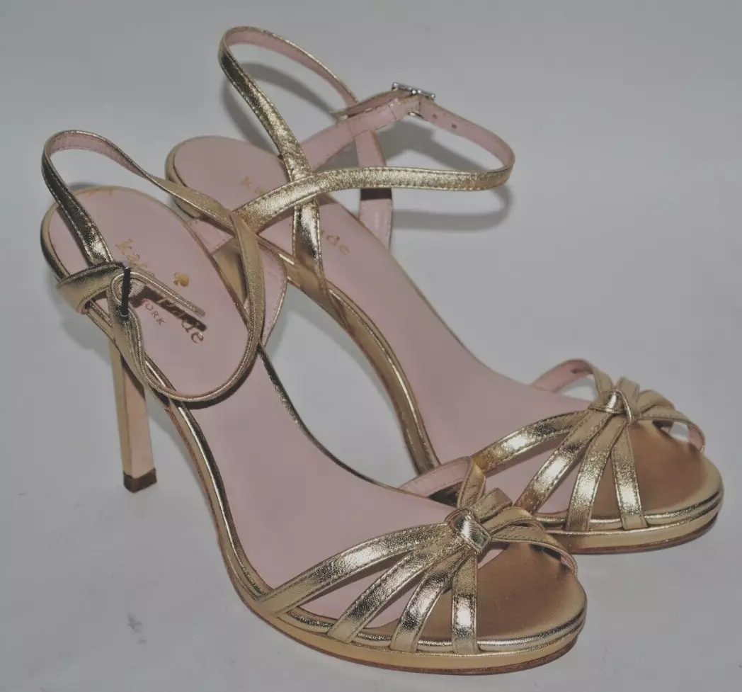 KATE SPADE New York Florence Gold Strappy Sandal High Heel Shoes NEW IN BOX 6.5