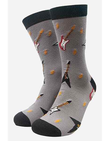 Grey Guitar Bamboo Socks - Music Gift - Music Socks - Guitar Gift