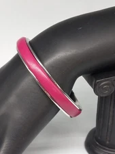 Bamboopink By Jude FRANCES Silvertone Fuchsia Leather Cuff Bracelet