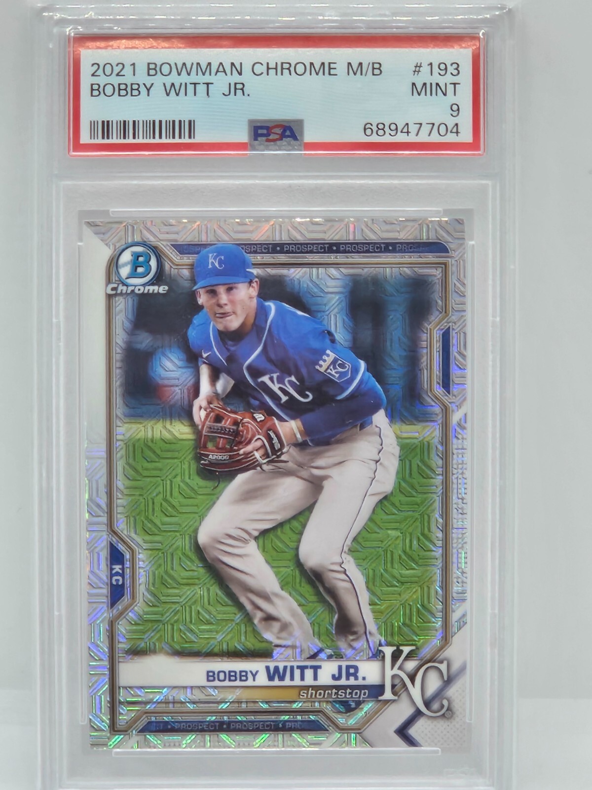 2021 Bowman Chrome Mega Box Mojo # BCP-193 Bobby Witt Jr. PSA-9 ROYALS⚾