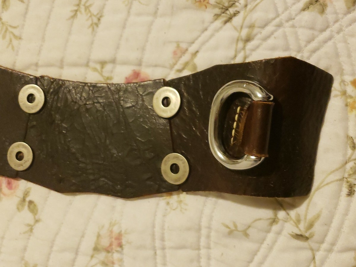 Brave Beltworks Handcrafted Leather Belt Wood Studded Buckle Size 36 USA Rare BRAVE BELTWORKS 1 3/4 main image 3