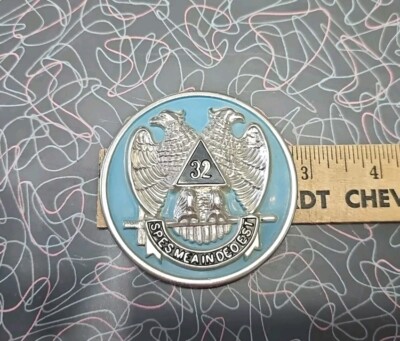 USED VINTAGE CAR MASONIC 32 EMBLEM ''SPES MEA IN DEO EST'' Badge 
