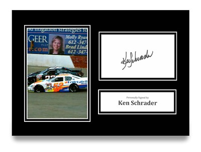 Ken Schrader signed A4 Foto Autogramm NASCAR ARCA Racing Geschenk Display + COA