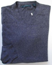NWT Perry Ellis V-Neck Pullover Sweater Linen/Cotton Blue Heather Size XL