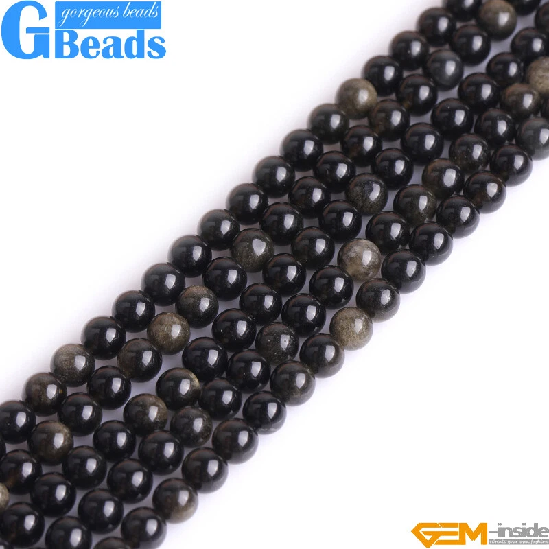Natural Round Golden Obsidian Stone Beads for Jewelry Making Design Strand 15" - Image 4 of 4