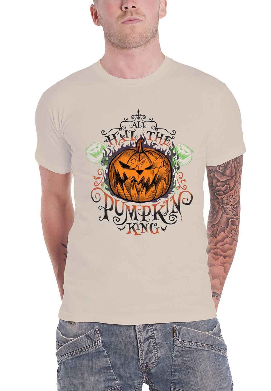 Official Nightmare Before Christmas All Hail Mens Natural T-Shirt Design