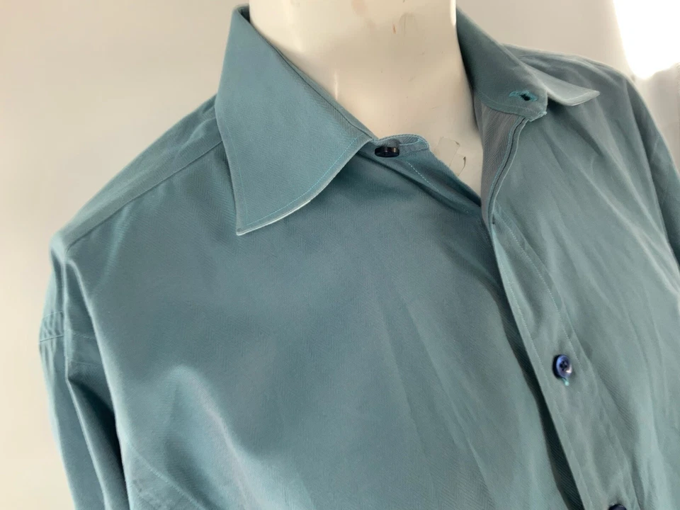 Camisa de Vestir Ted Baker 16.5 32-33 Azul Claro 100% Algodón Hecha en Canadá YGI A2-893 Foto 3 de 4