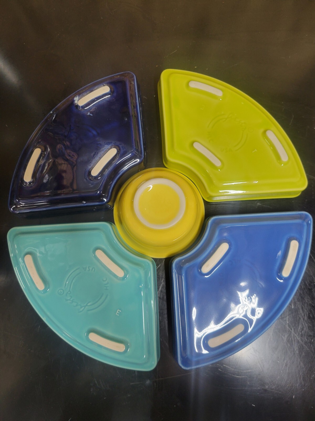 Fiesta Ware Entertainment Omni Relish Tray 5 Piece Set Cool Colors New No Box