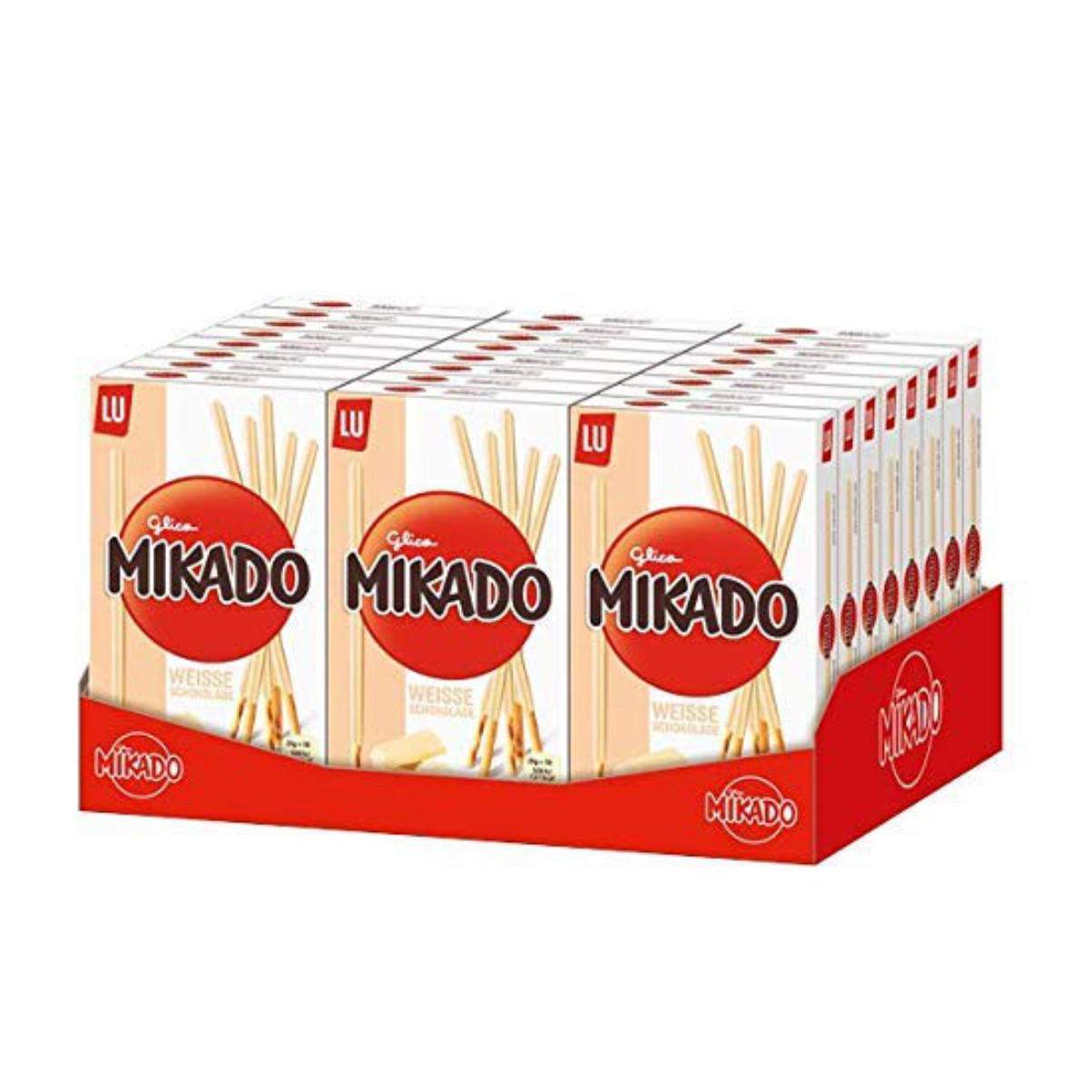 Mikado Chocolate Blanco Galleta Con Chocolate Claro 75g Paquete De 24