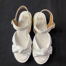 Sofft Women's White Leather Knot Sandals with Adjustable Strap