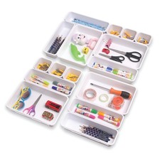 Set of 16 Interlocking Desk Drawer Organizer Tray Dividers Plastic Shallow Na...