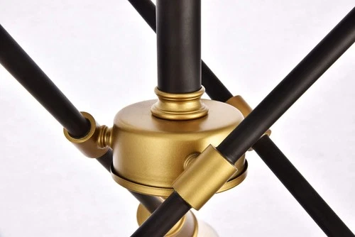 Living District Axel 6-Light Transitional Metal Flush Mount in Black and Brass - Picture 8 of 8