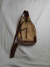 Unisex Khaki/Brown Canvas Sling Backpack Vega...