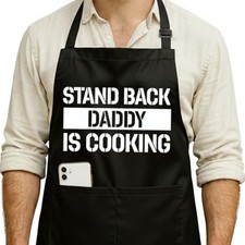 Funny Black Grill Apron with Pockets for Man,Dad,Husband,Father in Law,Chef
