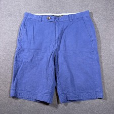 Brooks Brothers Bermuda Short Mens 33 Blue Genuine Seersucker Cotton Casual
