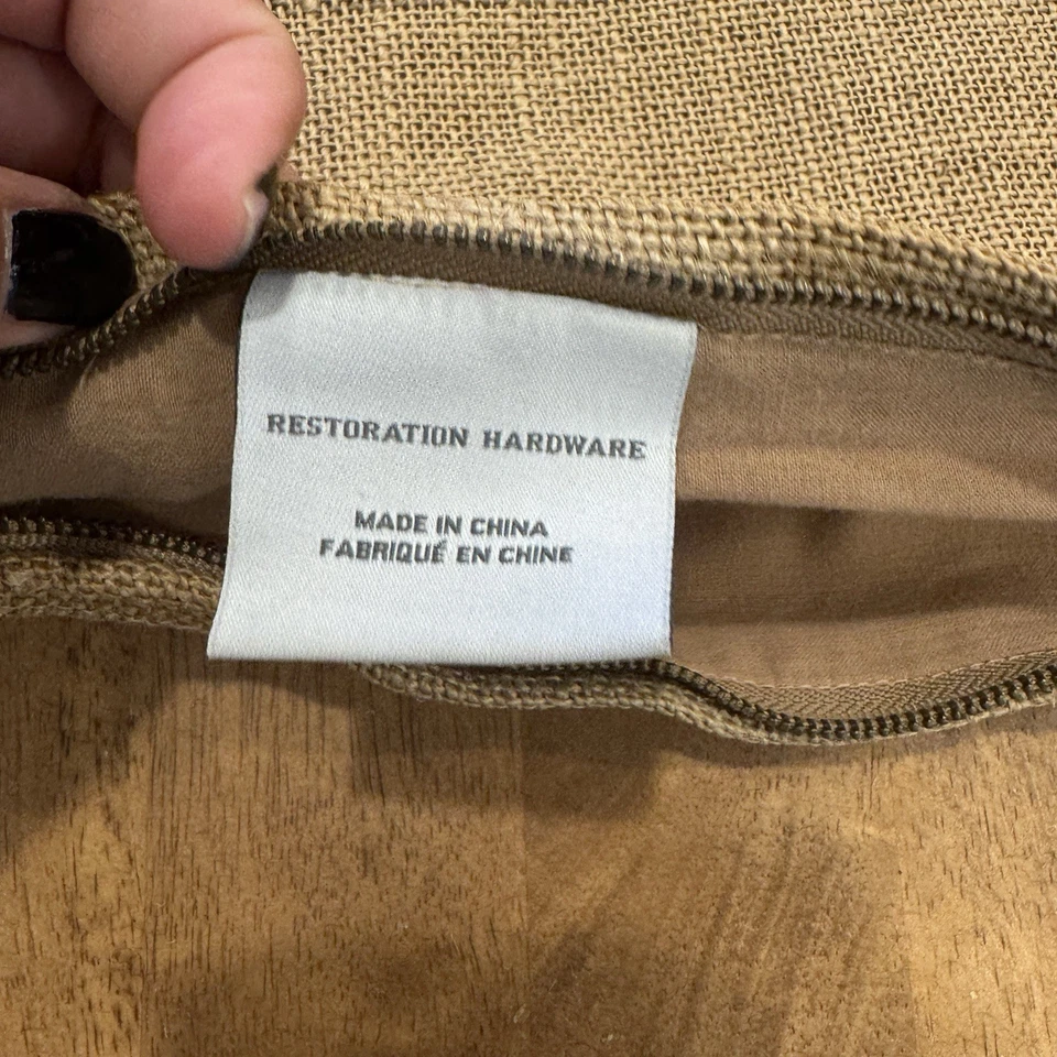 Restauración Hardware Bronceado Yute Acento Almohada Rayas Borde Trenzado Neutro Foto 3 de 4