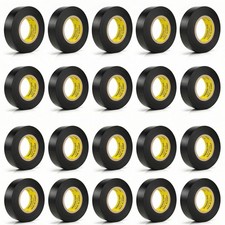 20Pack Black Electrical Tape Waterproof, 0.7in x 60ft, Industrial Grade High ...