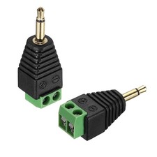 2Pcs 3.5mm TS Mono Male to 2 Pin Screw Terminal, Solderless AUX Balun Adapter